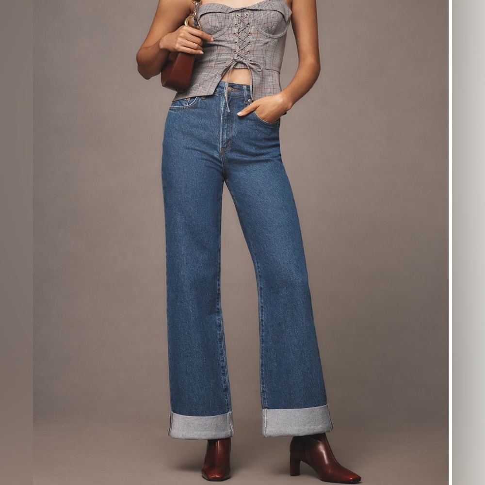 Pilcro | Anthropologie- The Austyn High-Rise Cuffed Wide-Leg Jeans size 27
